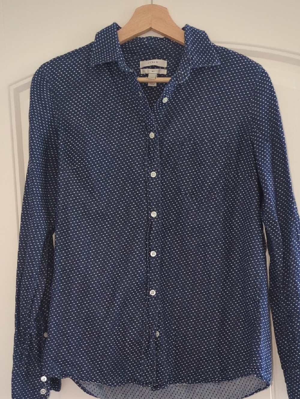 J. Crew Navy Blue Dot-Print Button Front Shirt